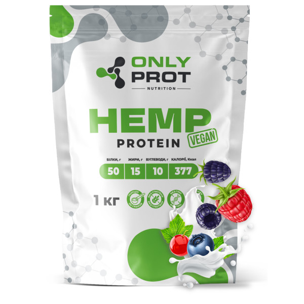 Конопляний протеїн 1 кг лісові ягоди Onlyprot